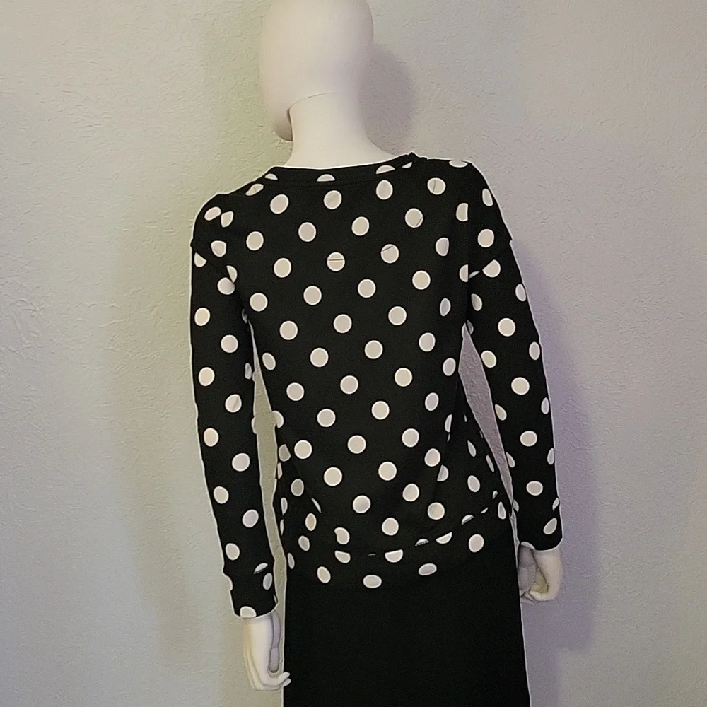 KATE SPADE Monochrome Retro Polka Dot Twee Blouse